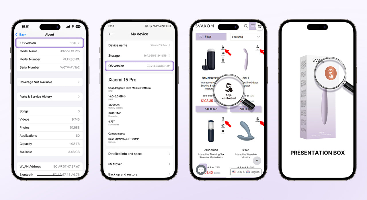 Preparación para usar App SVAKOM: verifica compatibilidad de juguete erótico con etiqueta APP